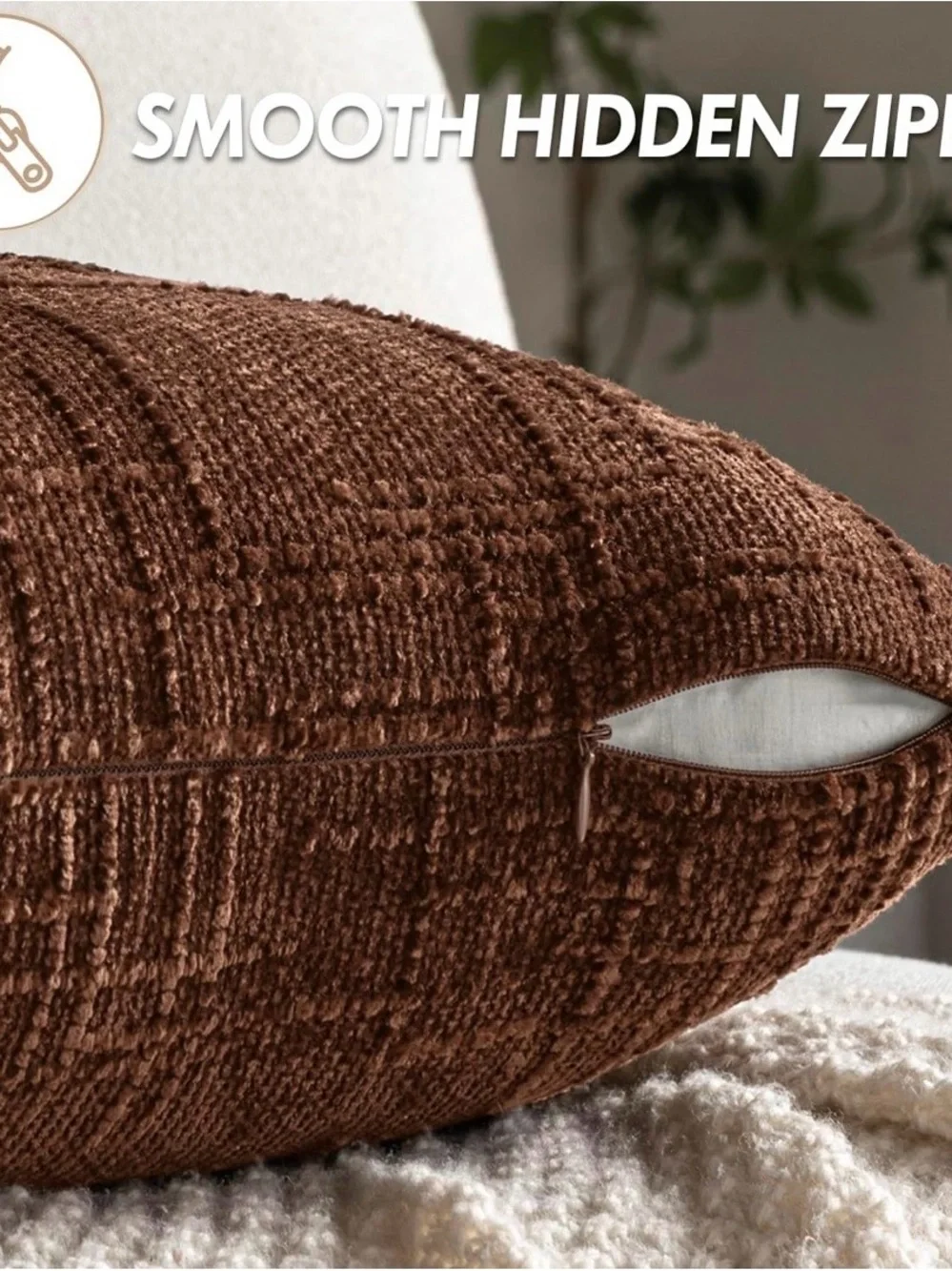 Brown Textured Throw Pillow Cover Brand: